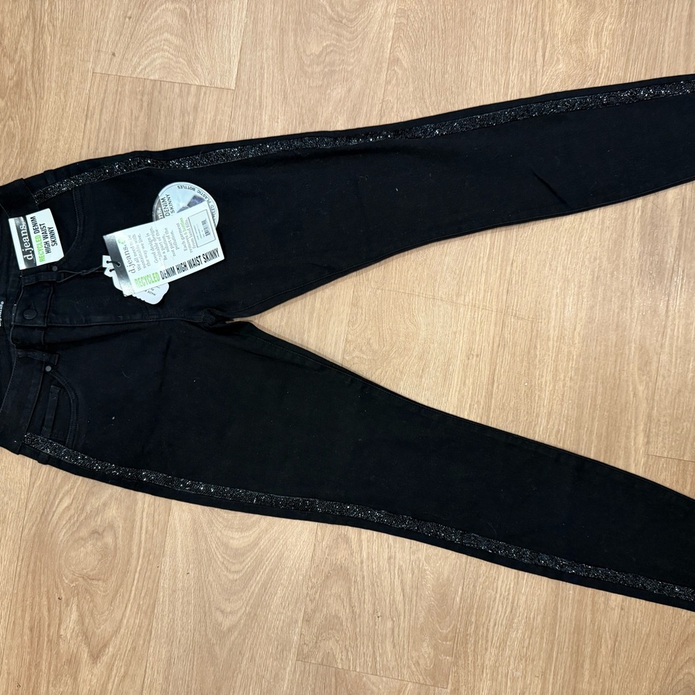 Women's Black Jeans with Glitter Trim